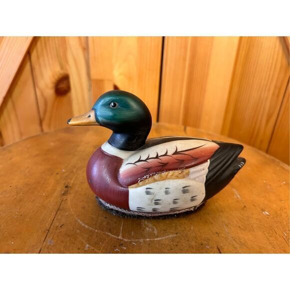 Vintage Jasco Porcelain Mallard Duck Lint Remover Decoy Patent Pending Figurine - Picture 3 of 7